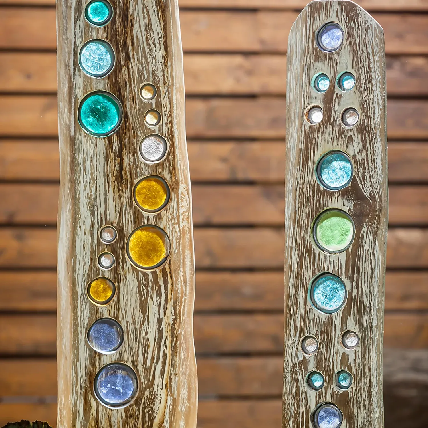 Plow & Hearth Garden Stakes>Natural Driftwood Colorful Glass Statuary, Sequence