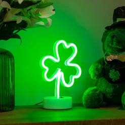 Plow & Hearth Decorative Accents>Neon Clover LED Table Decor, 9.25"H
