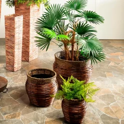 Plow & Hearth Planters & Plant Stands|Planters & Vases>Nested Reed Round Planters, Set of 3