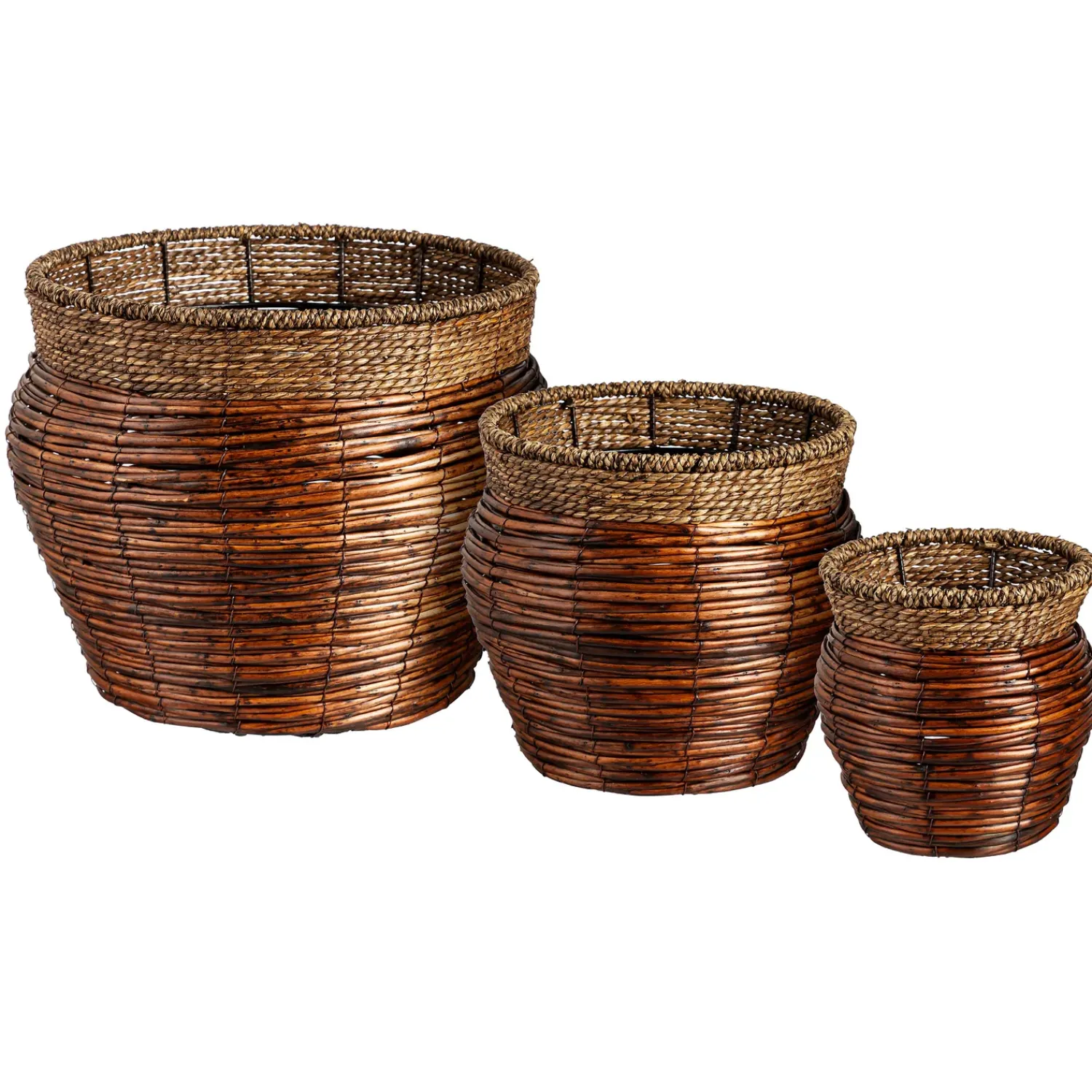Plow & Hearth Planters & Plant Stands|Planters & Vases>Nested Reed Round Planters, Set of 3