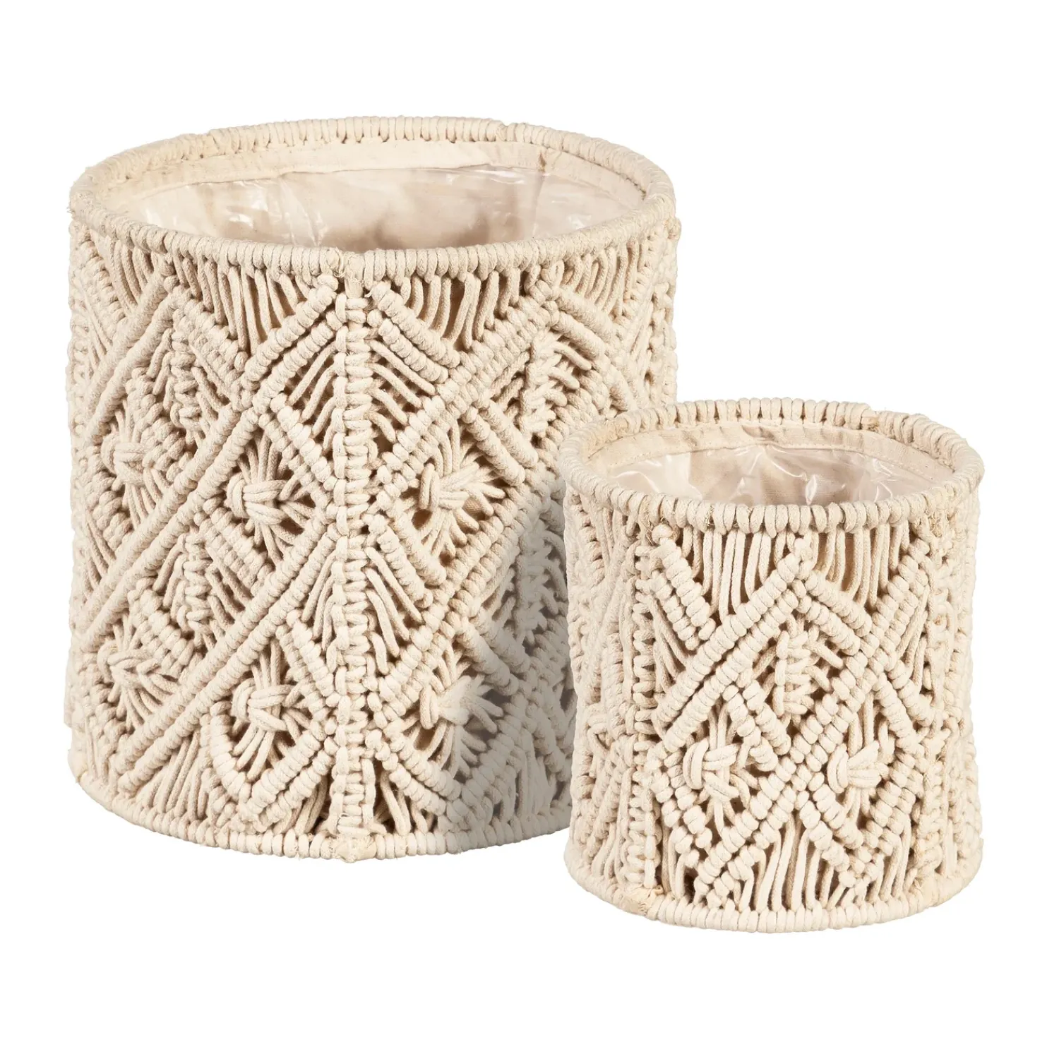 Plow & Hearth Planters & Plant Stands|Planters & Vases>Nesting Macrame Fabric Planters, Set of 2