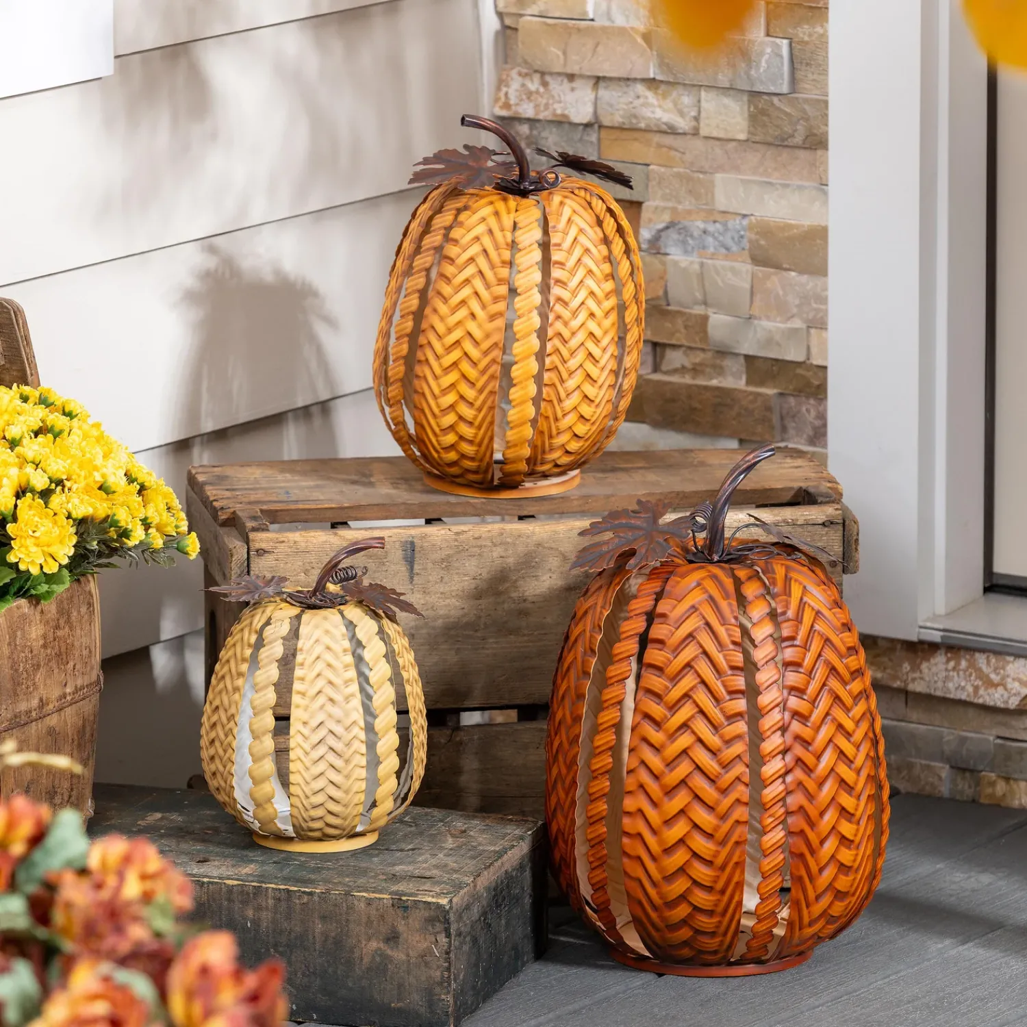 Plow & Hearth Garden Statues>Nesting Pumpkins Statue, 16"H, Set