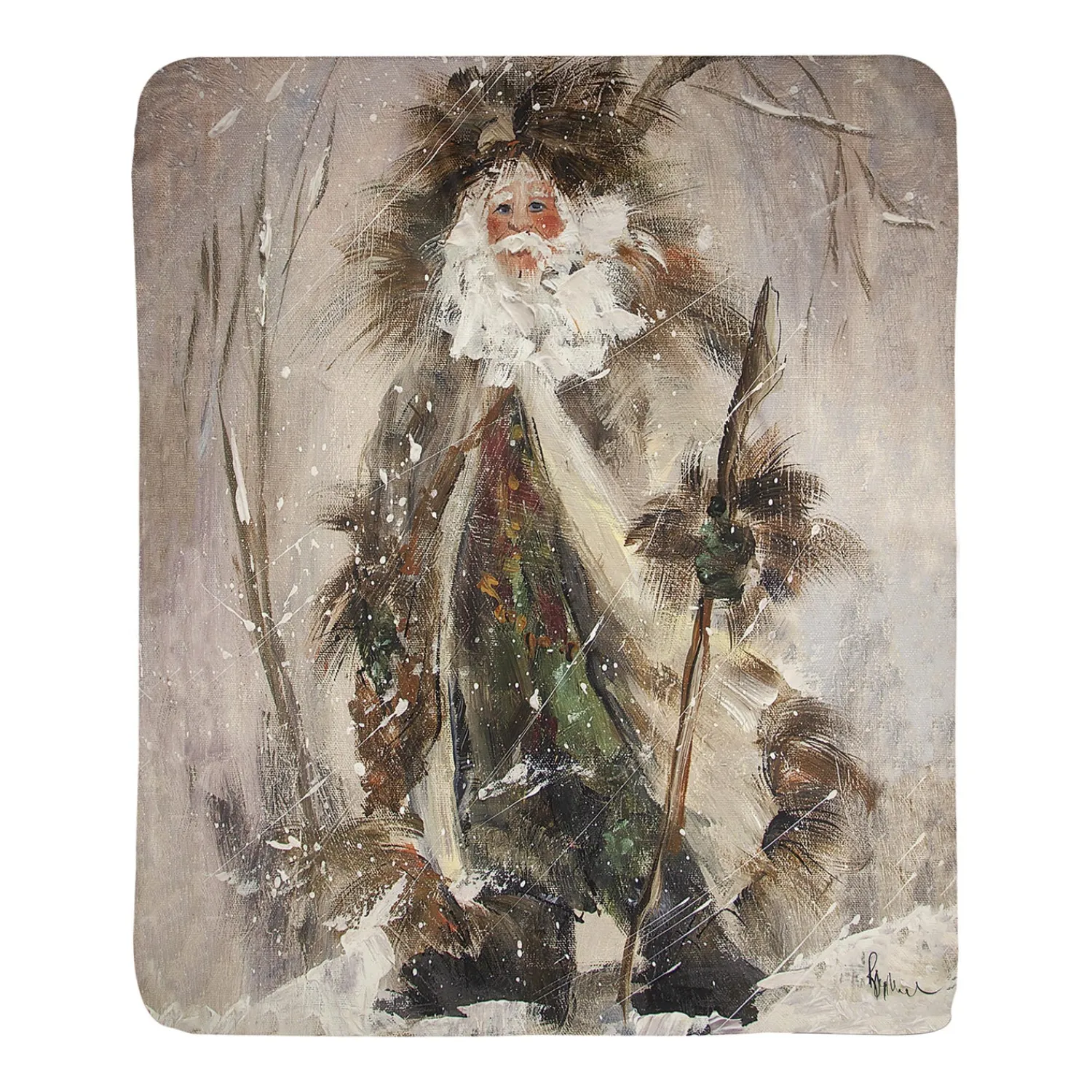 Plow & Hearth Throws & Blankets>Northwoods Santa Sherpa Fleece Throw