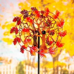 Plow & Hearth Wind Spinners>Oak Leaf Tree of Life Metal Wind Spinner