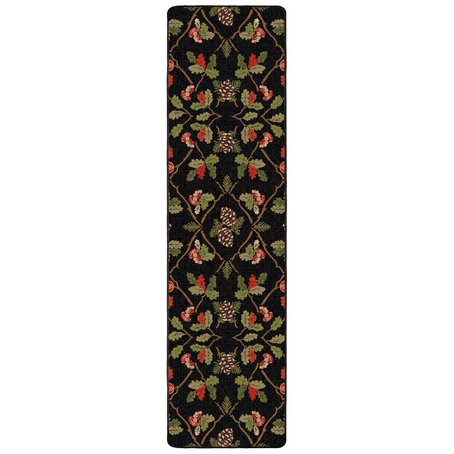 Plow & Hearth Runners|Hearth Rugs>Oakwood Pine Cone and Oak Leaf Rug, 2'1" x 7'8" Runner