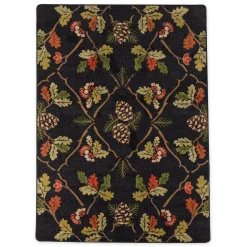 Plow & Hearth Area Rugs>Oakwood Pine Cone and Oak Leaf Rug, 5'4" x 7'8"