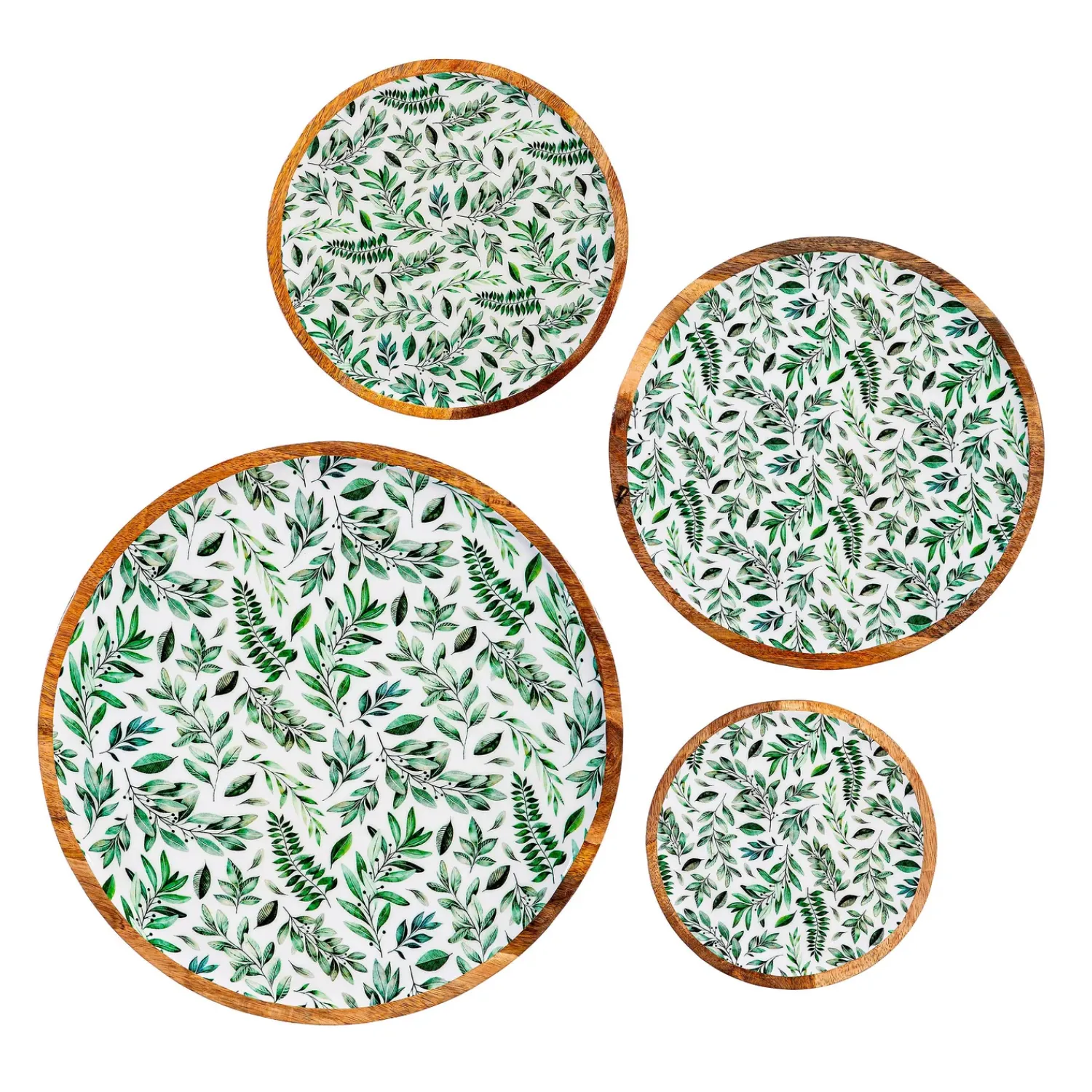Plow & Hearth Plates & Platters>Olive Oasis Round Wood Platter Set