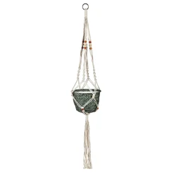 Plow & Hearth Planters & Plant Stands|Planters & Vases>Olivia Fabric Planter with Macrame Holder Green