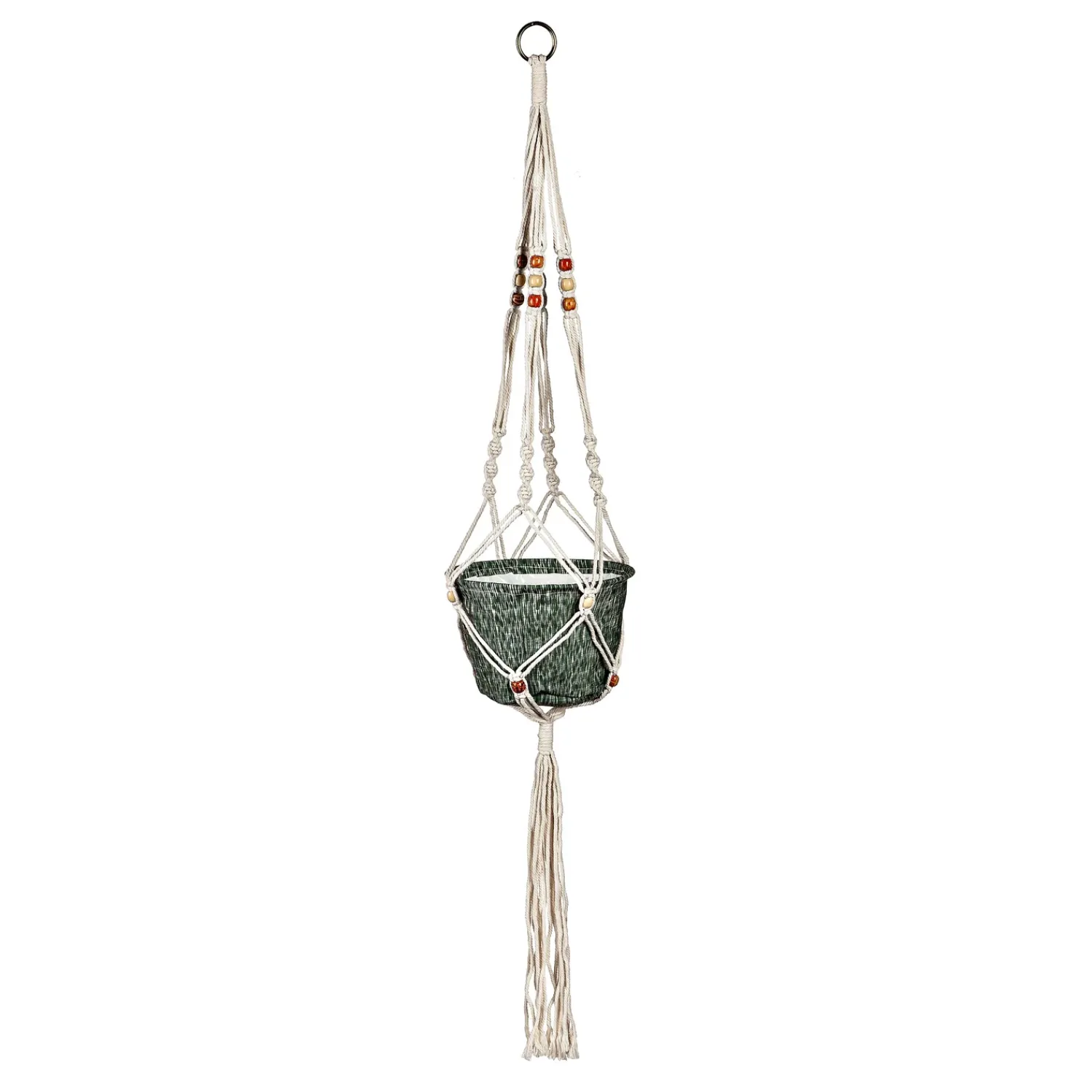 Plow & Hearth Planters & Plant Stands|Planters & Vases>Olivia Fabric Planter with Macrame Holder Green