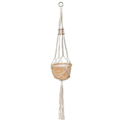 Plow & Hearth Planters & Plant Stands|Planters & Vases>Olivia Fabric Planter with Macrame Holder Ochre