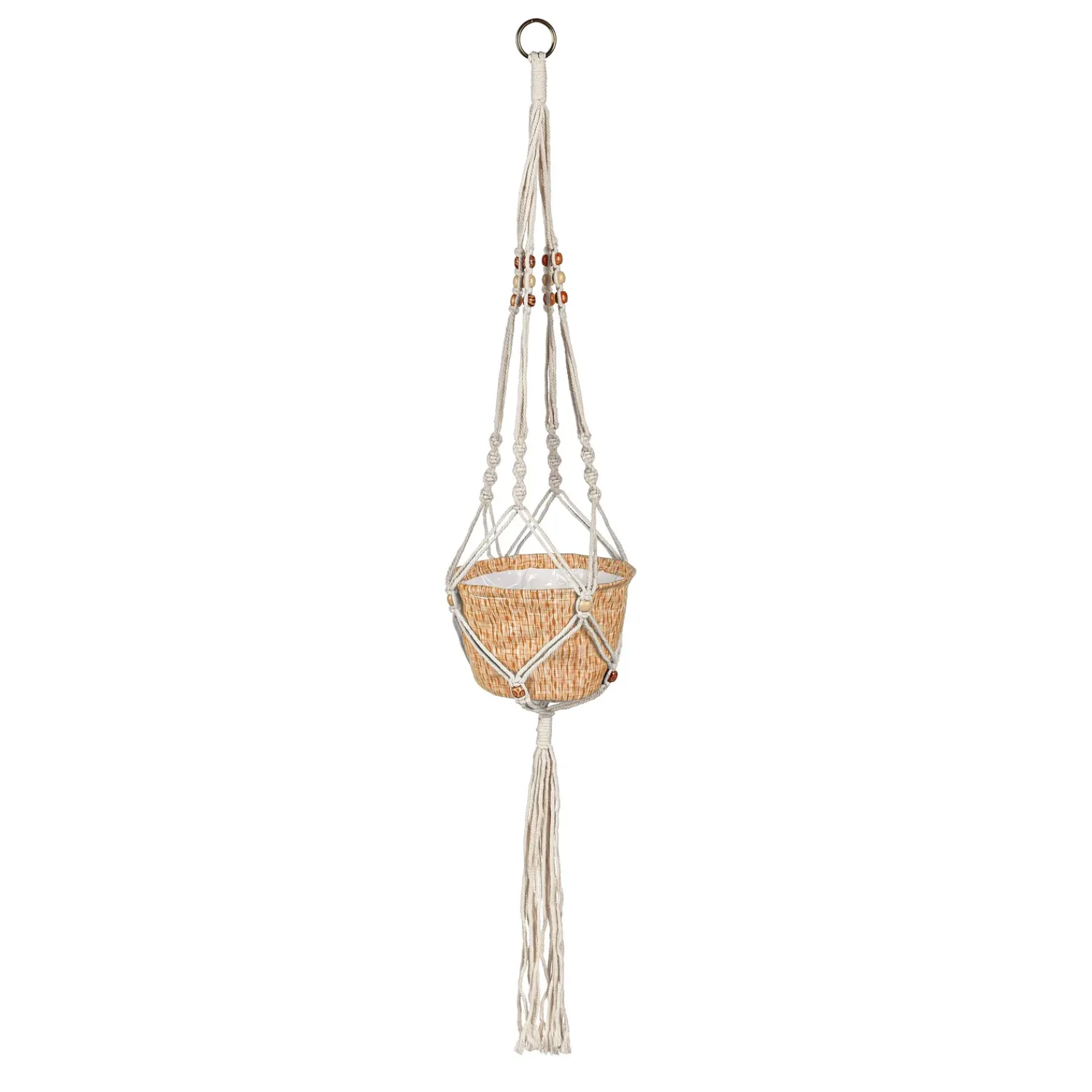 Plow & Hearth Planters & Plant Stands|Planters & Vases>Olivia Fabric Planter with Macrame Holder Ochre