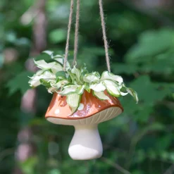 Plow & Hearth Planters & Plant Stands>Orange Mushroom Ceramic Hanging Planter