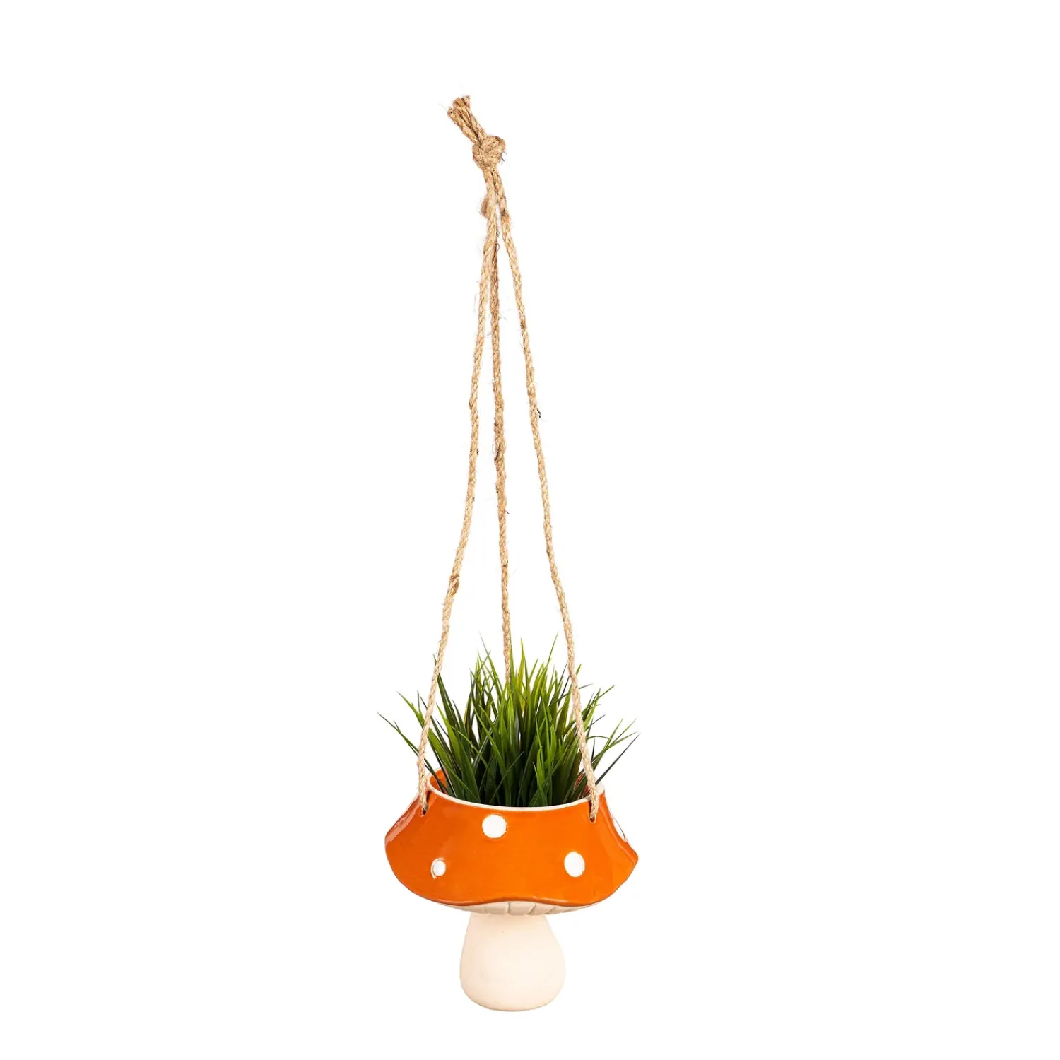 Plow & Hearth Planters & Plant Stands>Orange Mushroom Ceramic Hanging Planter
