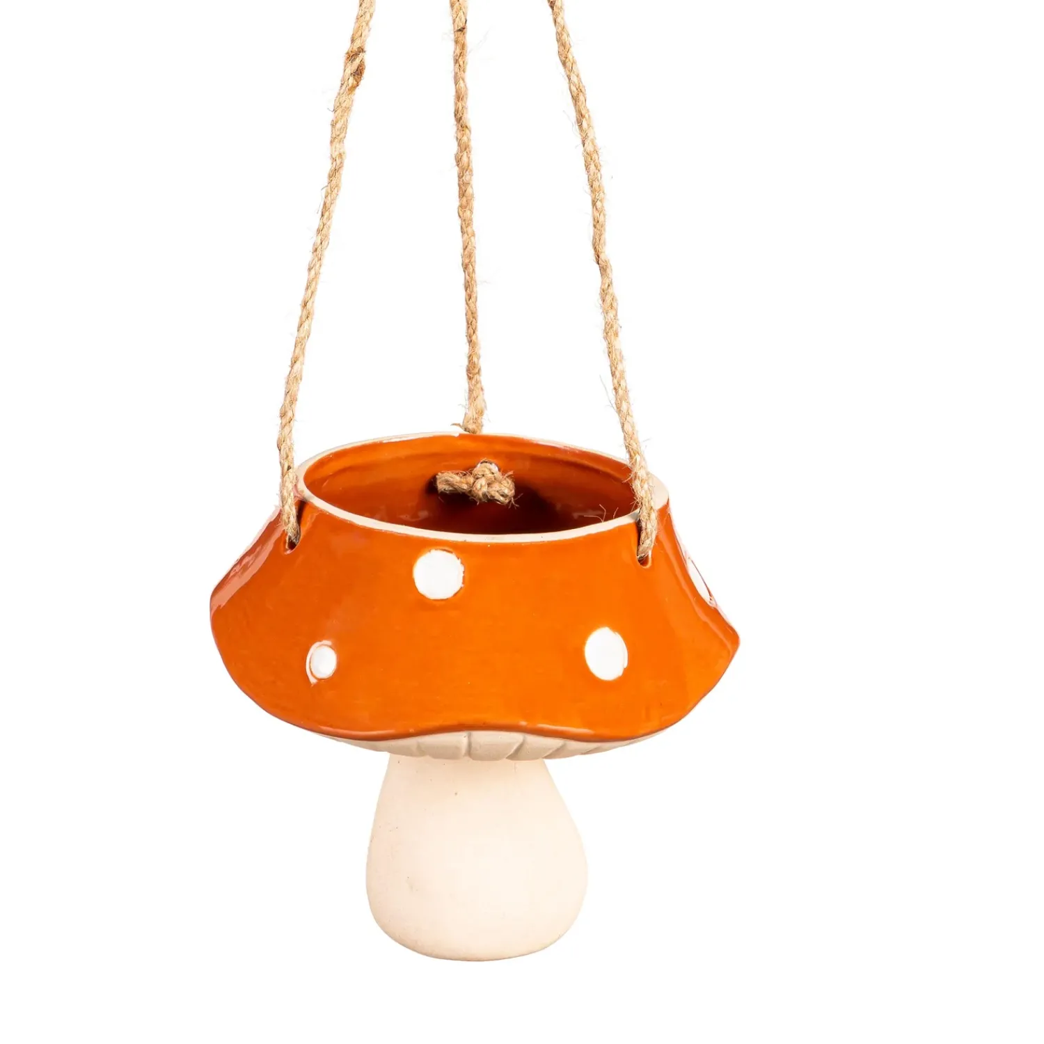 Plow & Hearth Planters & Plant Stands>Orange Mushroom Ceramic Hanging Planter
