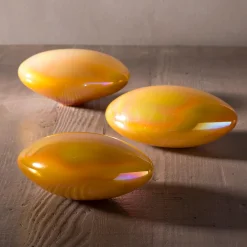 Plow & Hearth Decorative Accents>Organic Shaped Iridescent Glass Stones, Set of 3, Yellow