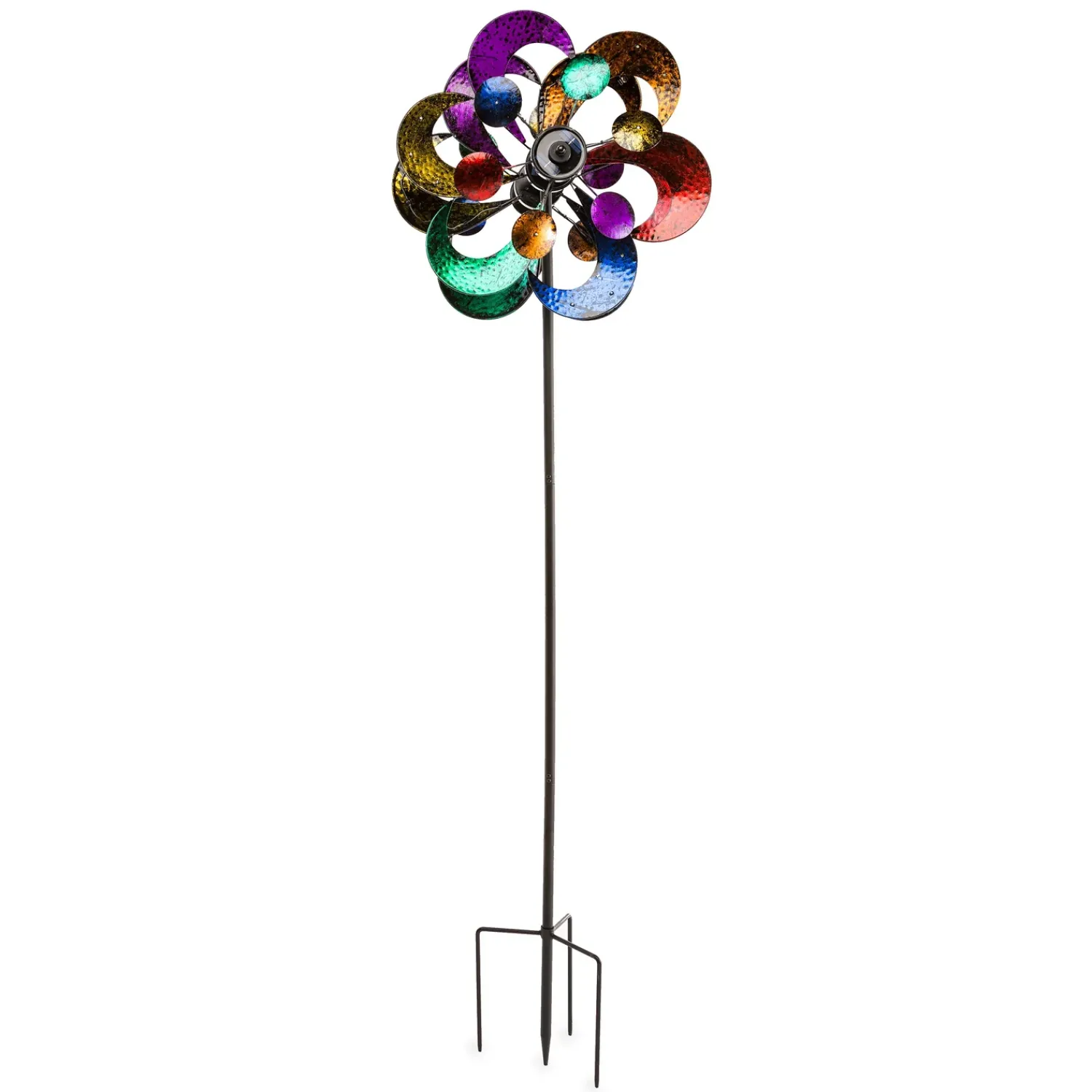 Plow & Hearth Wind Spinners|Solar Accents>Oversized Multicolor Solar Lighted Gala Wind Spinner with Four Rotors