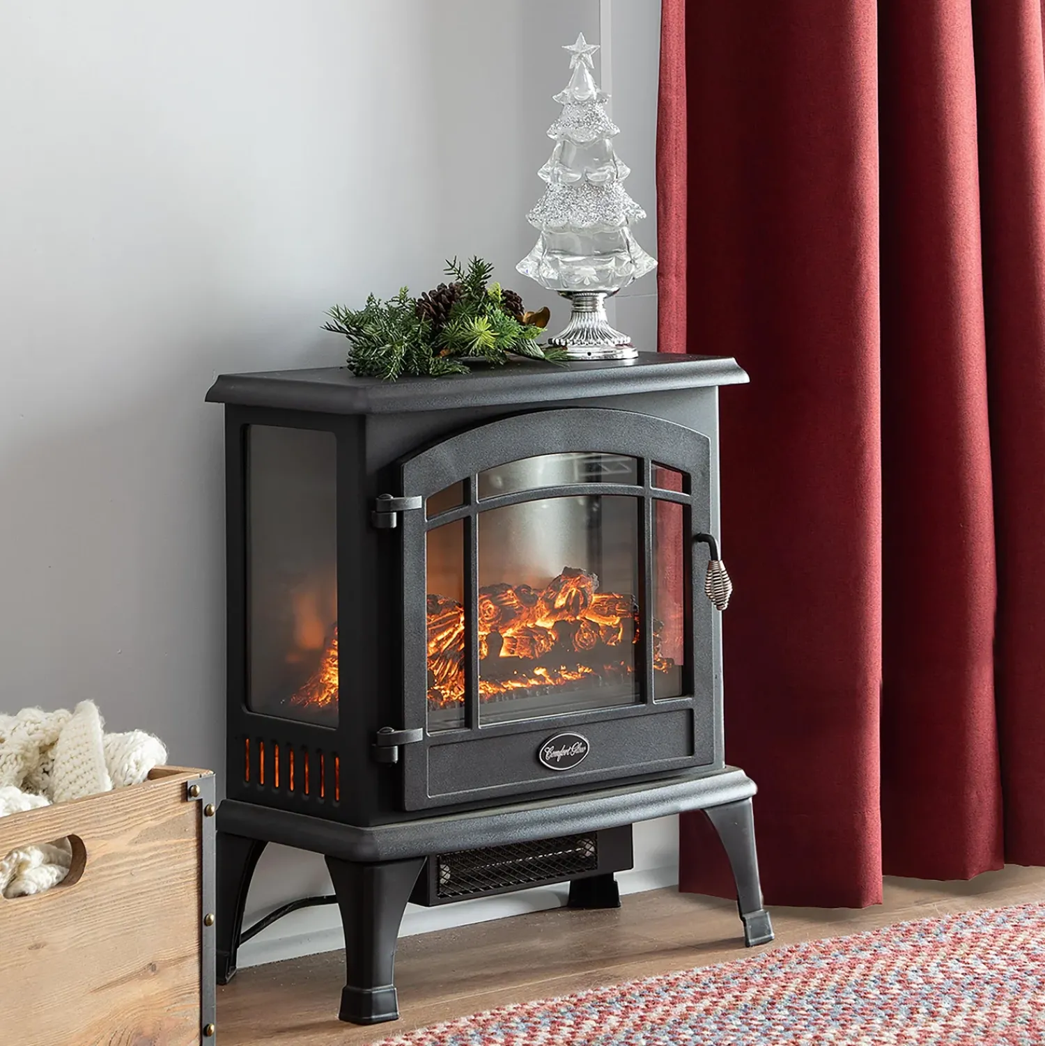 Plow & Hearth Electric Fireplaces & Stoves>Panoramic Quartz Infrared Stove Heater Black