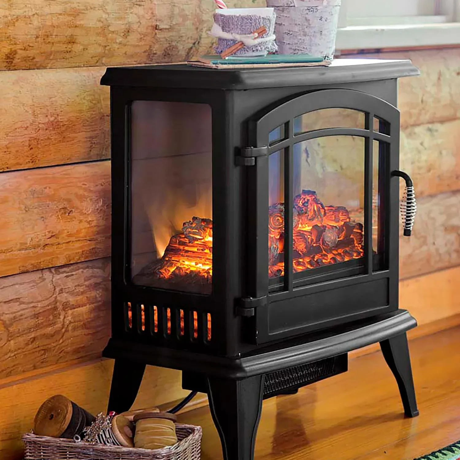 Plow & Hearth Electric Fireplaces & Stoves>Panoramic Quartz Infrared Stove Heater Black