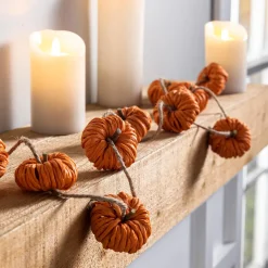 Plow & Hearth Lighted Trees & Garlands>Paper Rope Pumpkin Garland, Orange