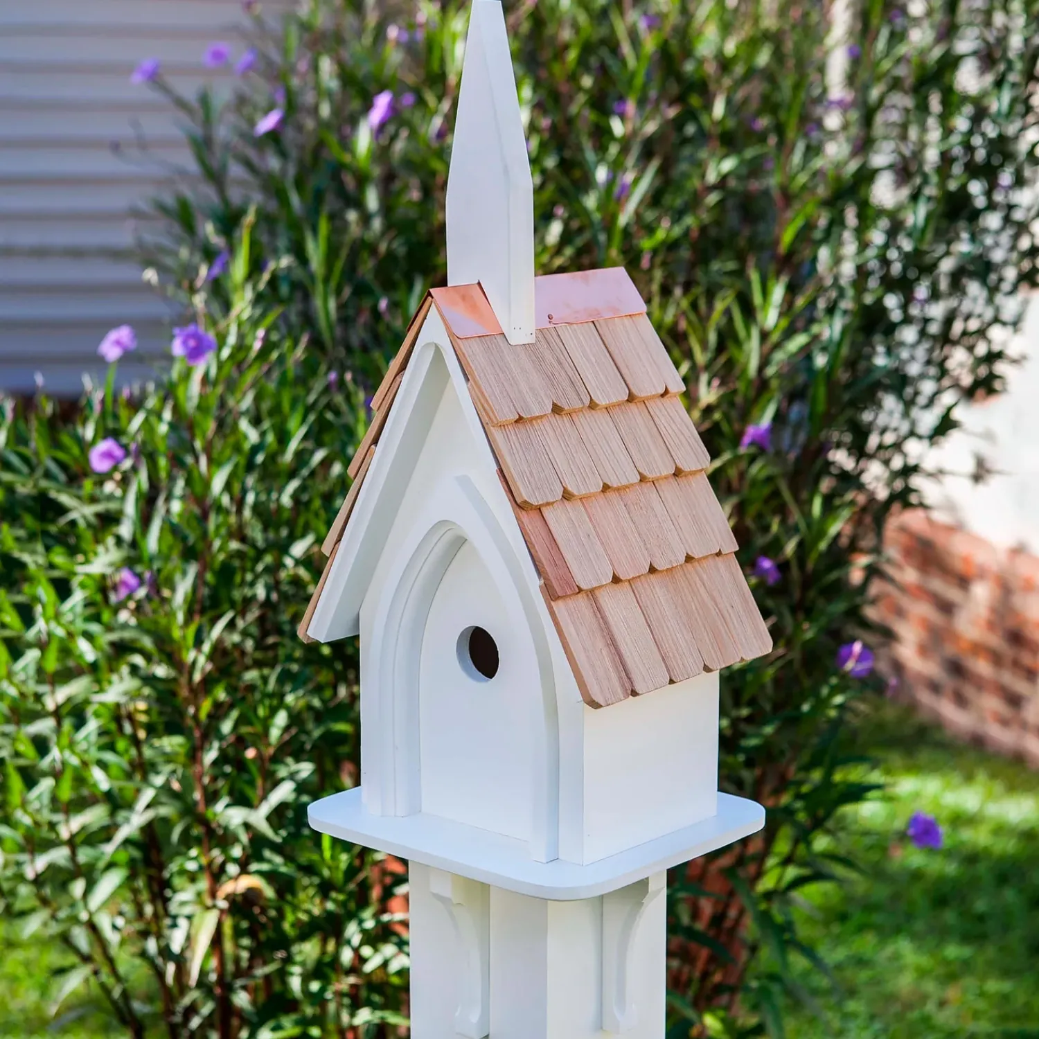 Plow & Hearth Birdhouses>Parish Peep Copper and PVC Birdhouse White