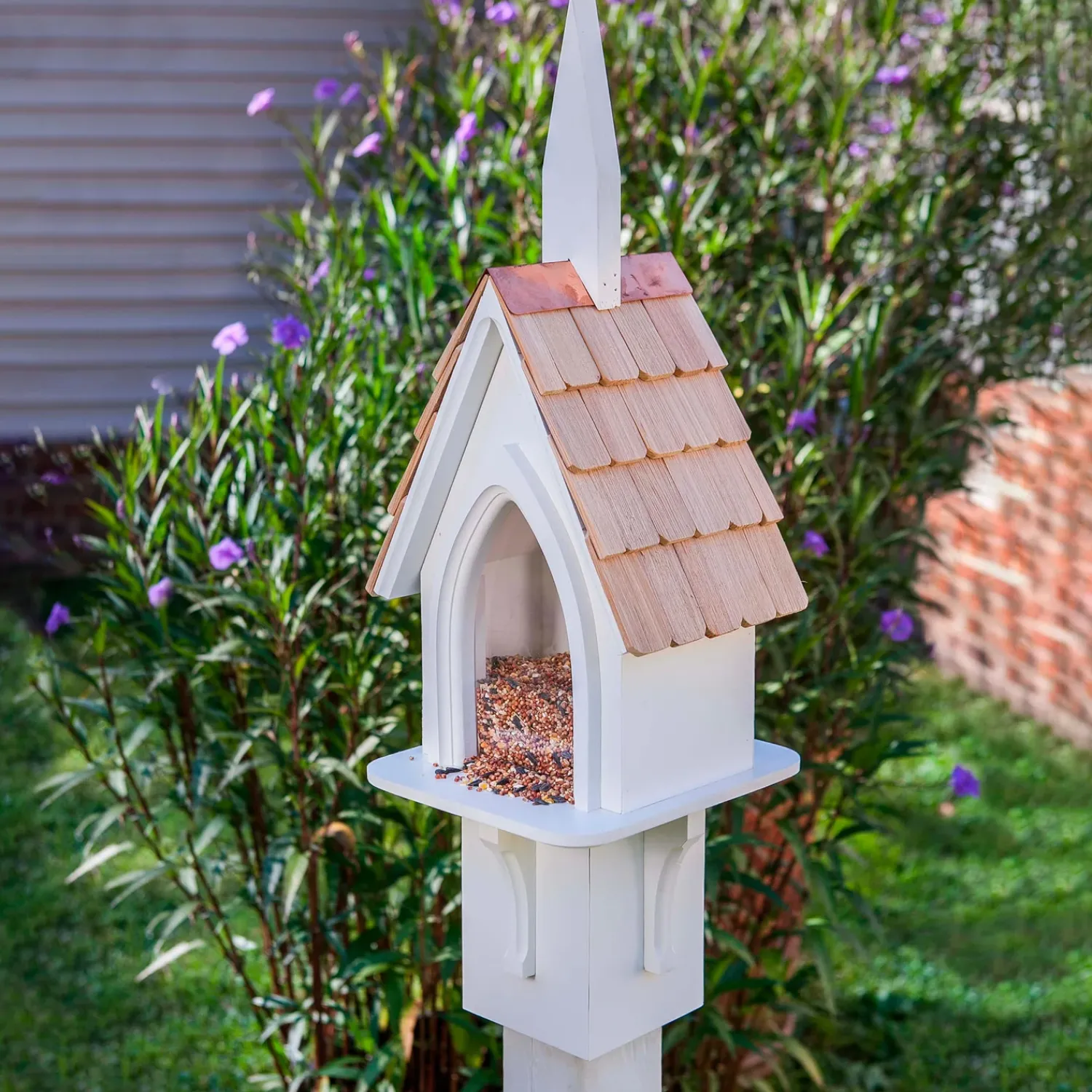 Plow & Hearth Birdhouses>Parish Picnic Cypress and PVC Bird Feeder