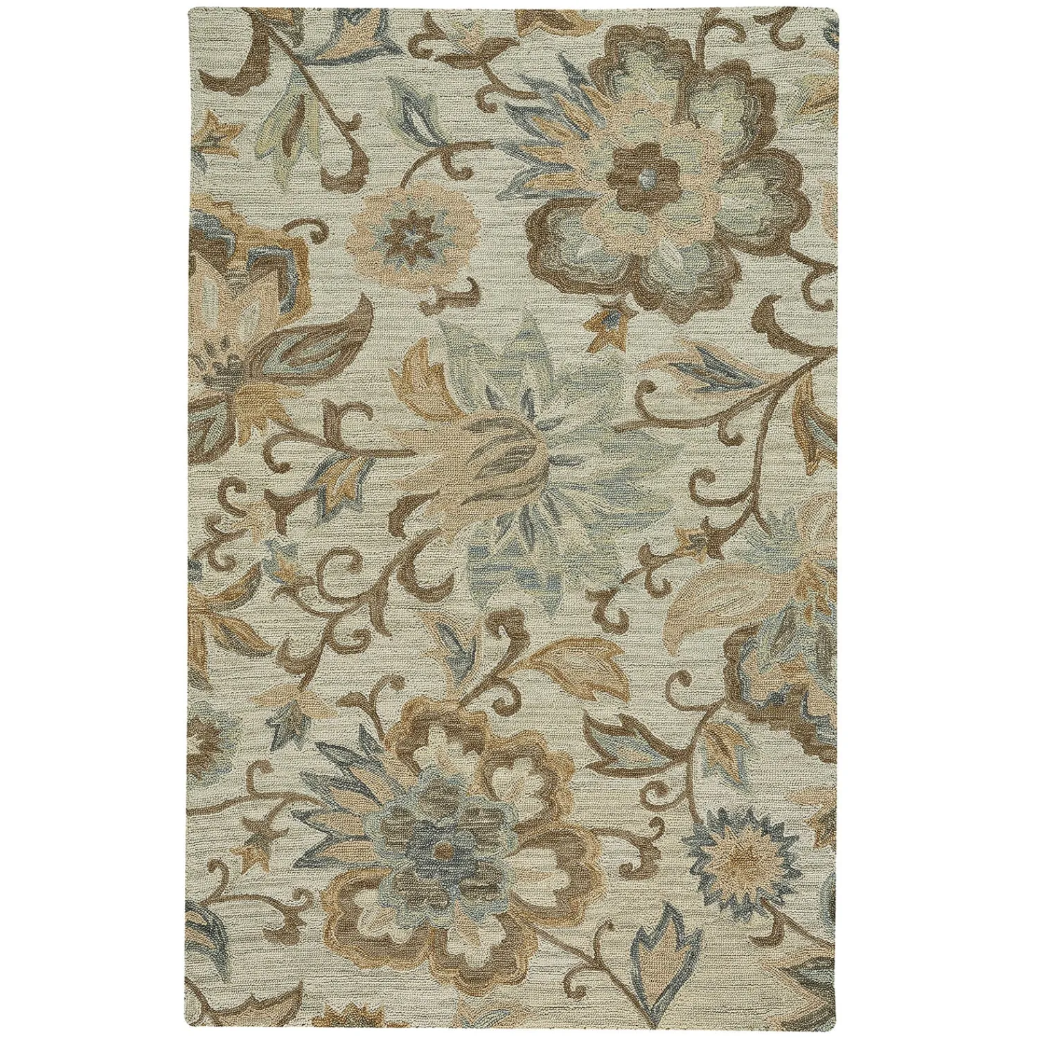Plow & Hearth Area Rugs|Hearth Rugs>Parkside Wool Floral Rug, 3'6" x 5'6" Natural