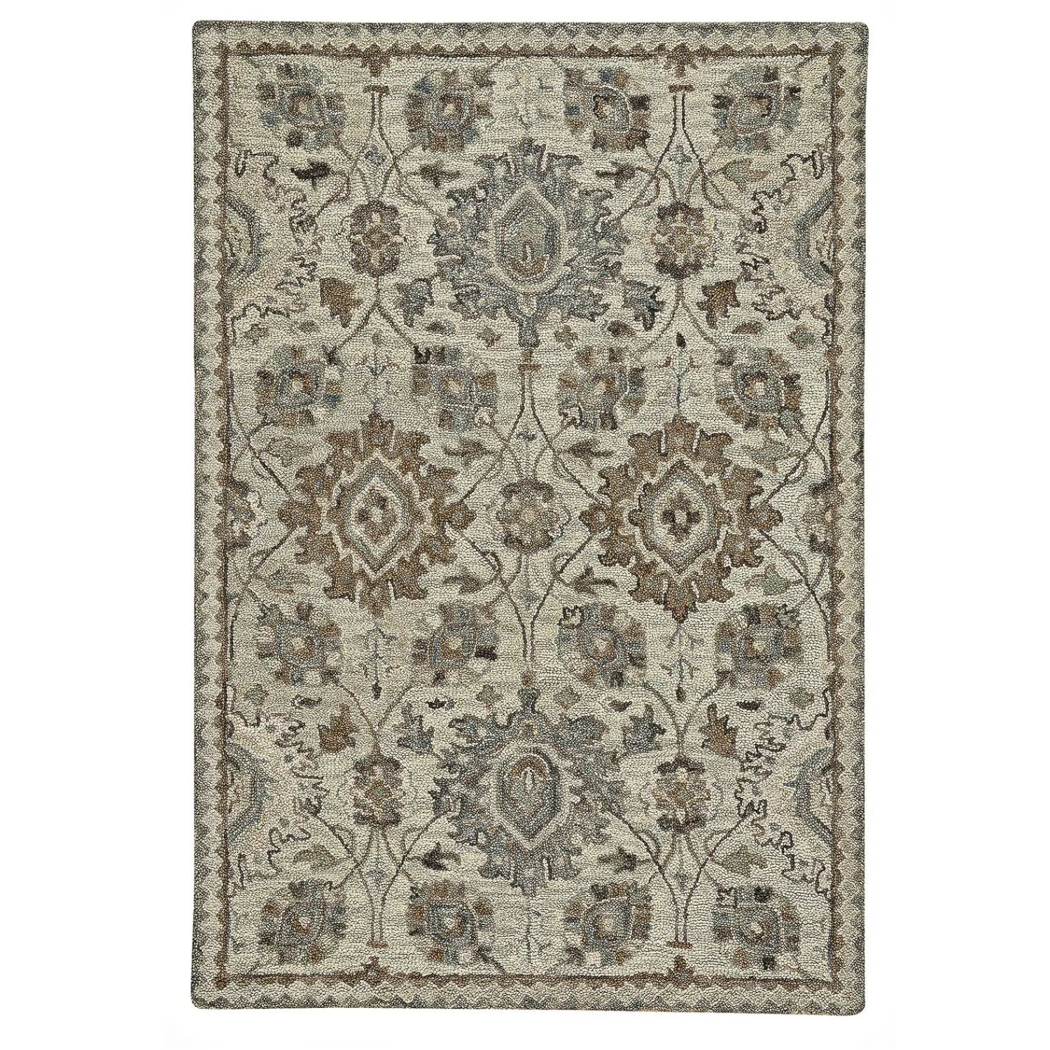 Plow & Hearth Area Rugs|Hearth Rugs>Parkside Wool Medallion Rug, 3'6" x 5'6" Natural