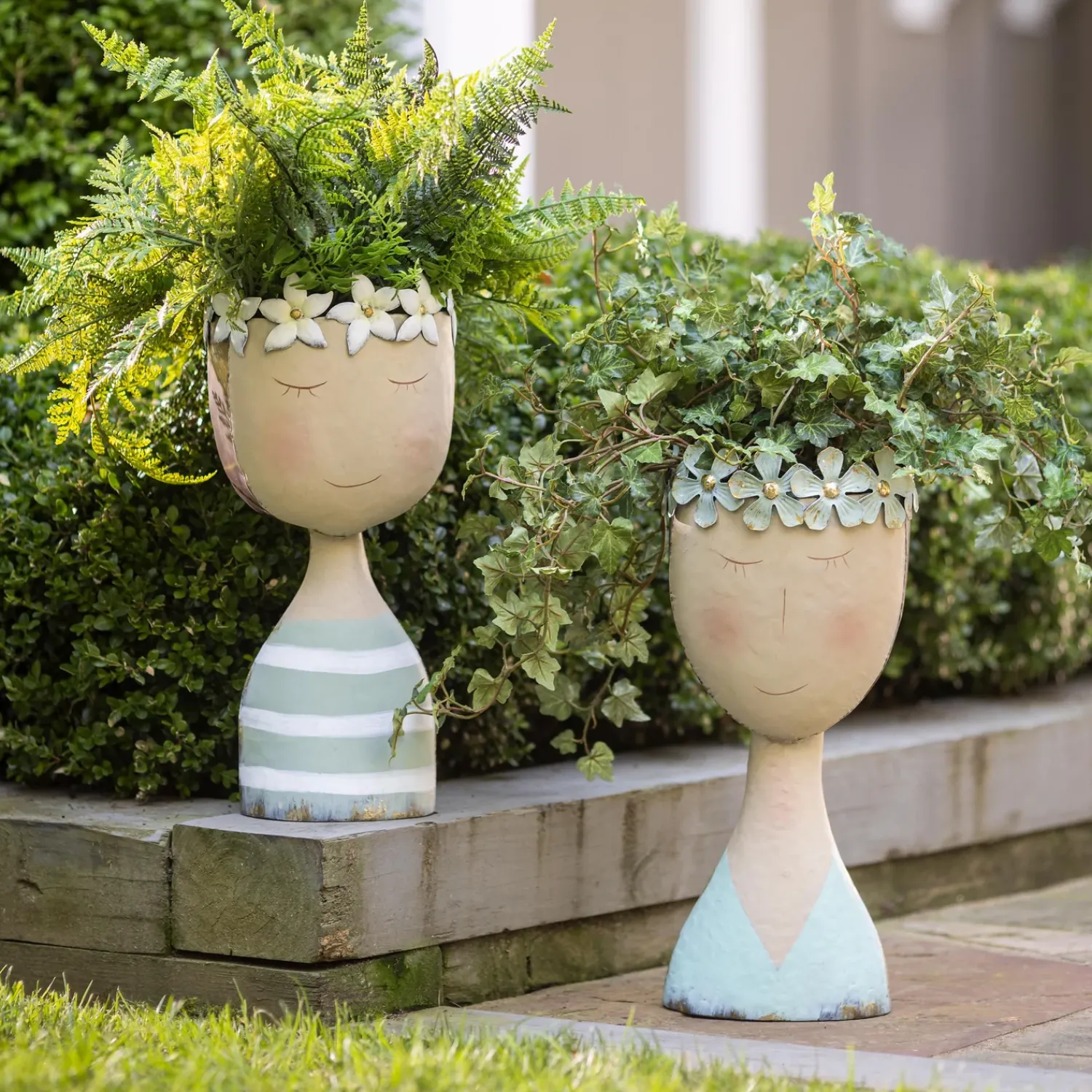 Plow & Hearth Planters & Plant Stands>Pastel Head Planter, Solid