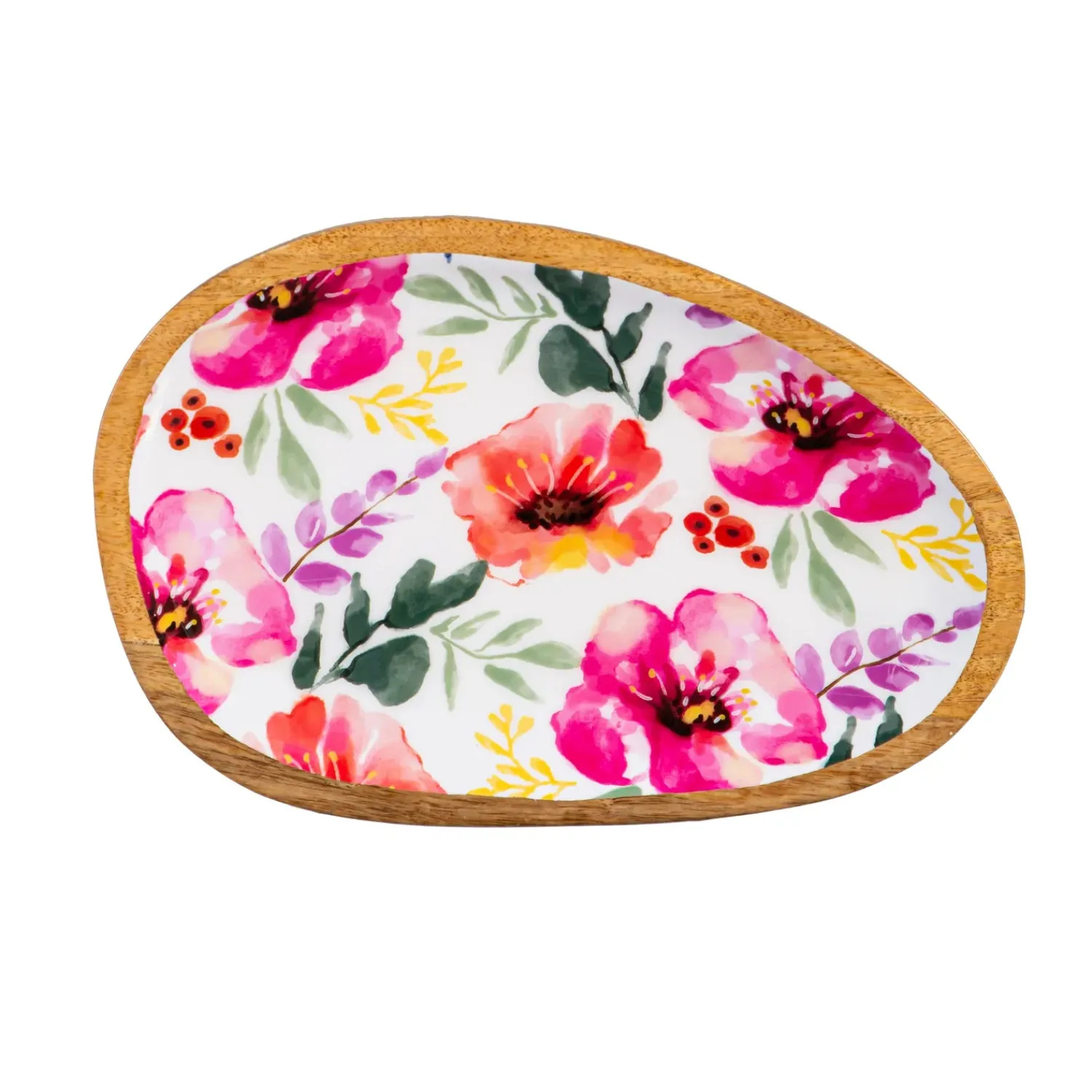 Plow & Hearth Serveware>Pastels of Nature Irregular Shaped Wood Serving Tray, 12"L