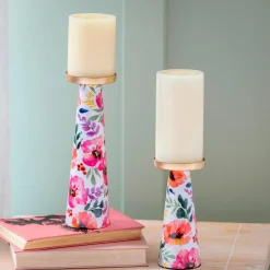 Plow & Hearth Decorative Accents|Candles & Lanterns>Pastels of Nature Metal Candle Holder Set