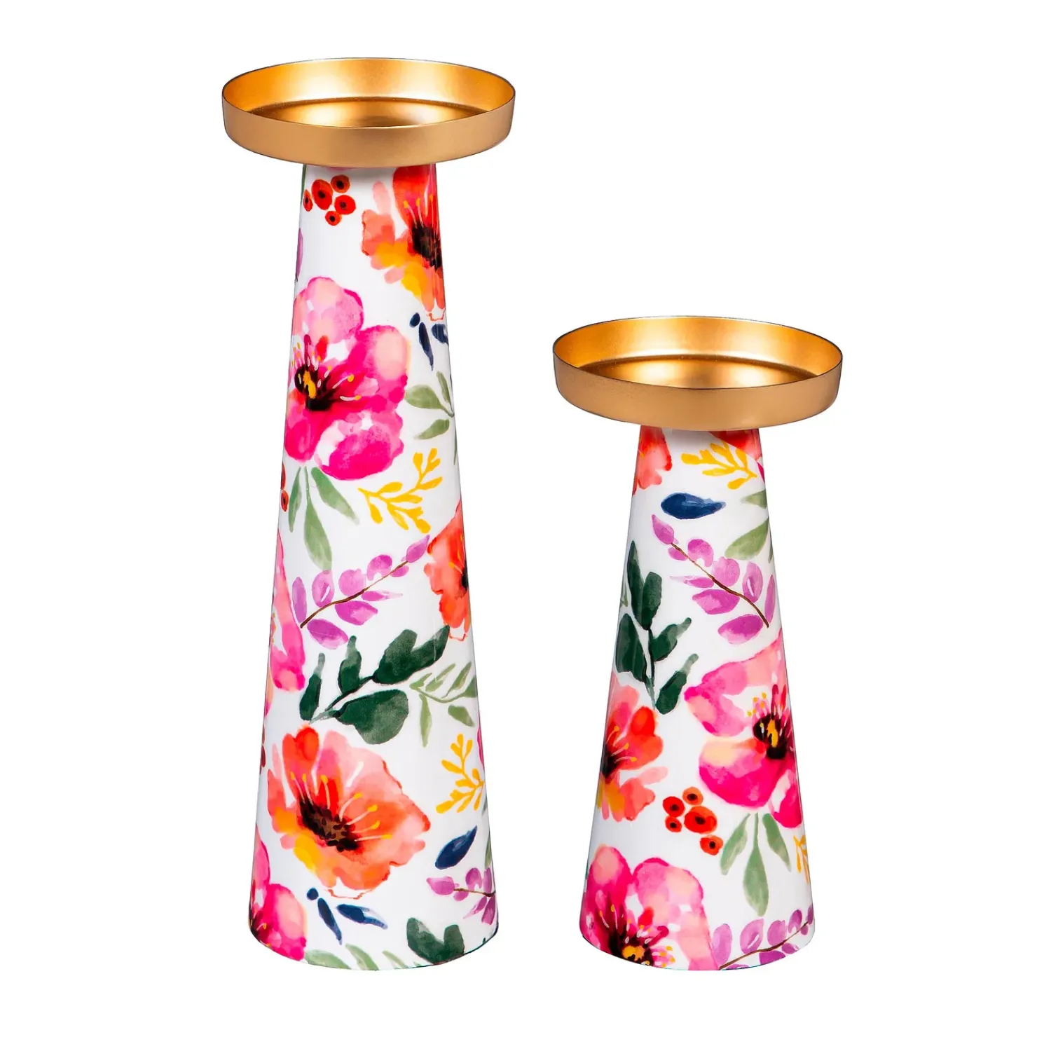 Plow & Hearth Decorative Accents|Candles & Lanterns>Pastels of Nature Metal Candle Holder Set