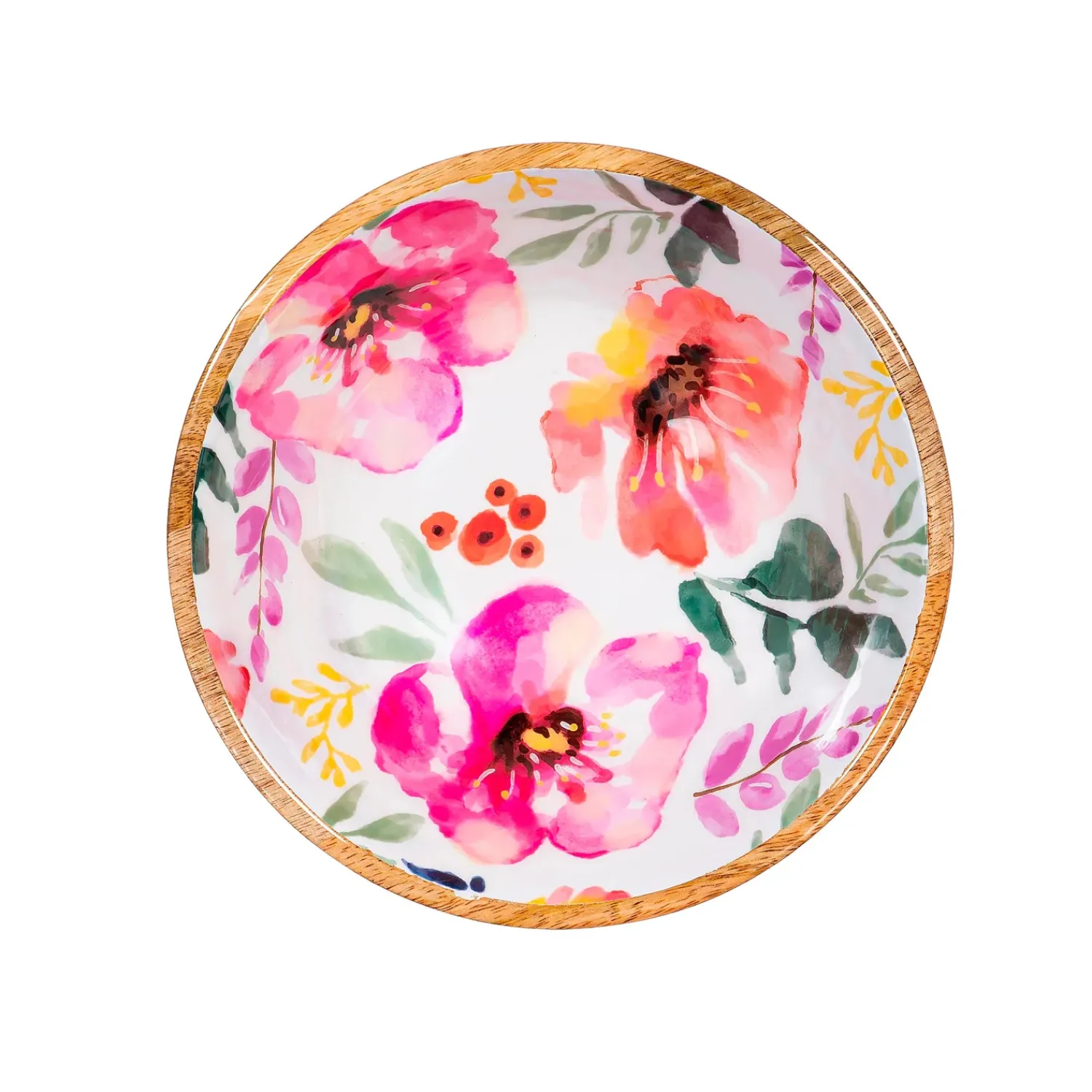 Plow & Hearth Plates & Platters|Serveware>Pastels of Nature Wood Bowl, 7.75"L