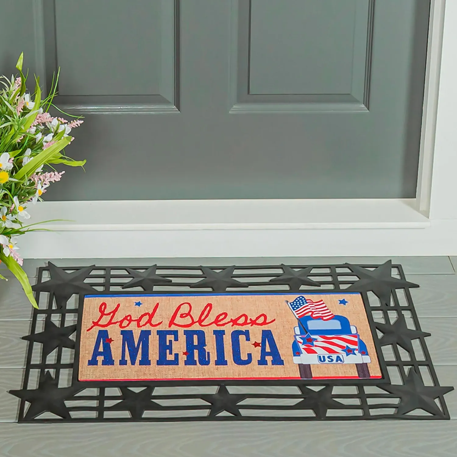 Plow & Hearth Fabric Door Hangers>Patriotic Door Decor and Sassafras Mat Set
