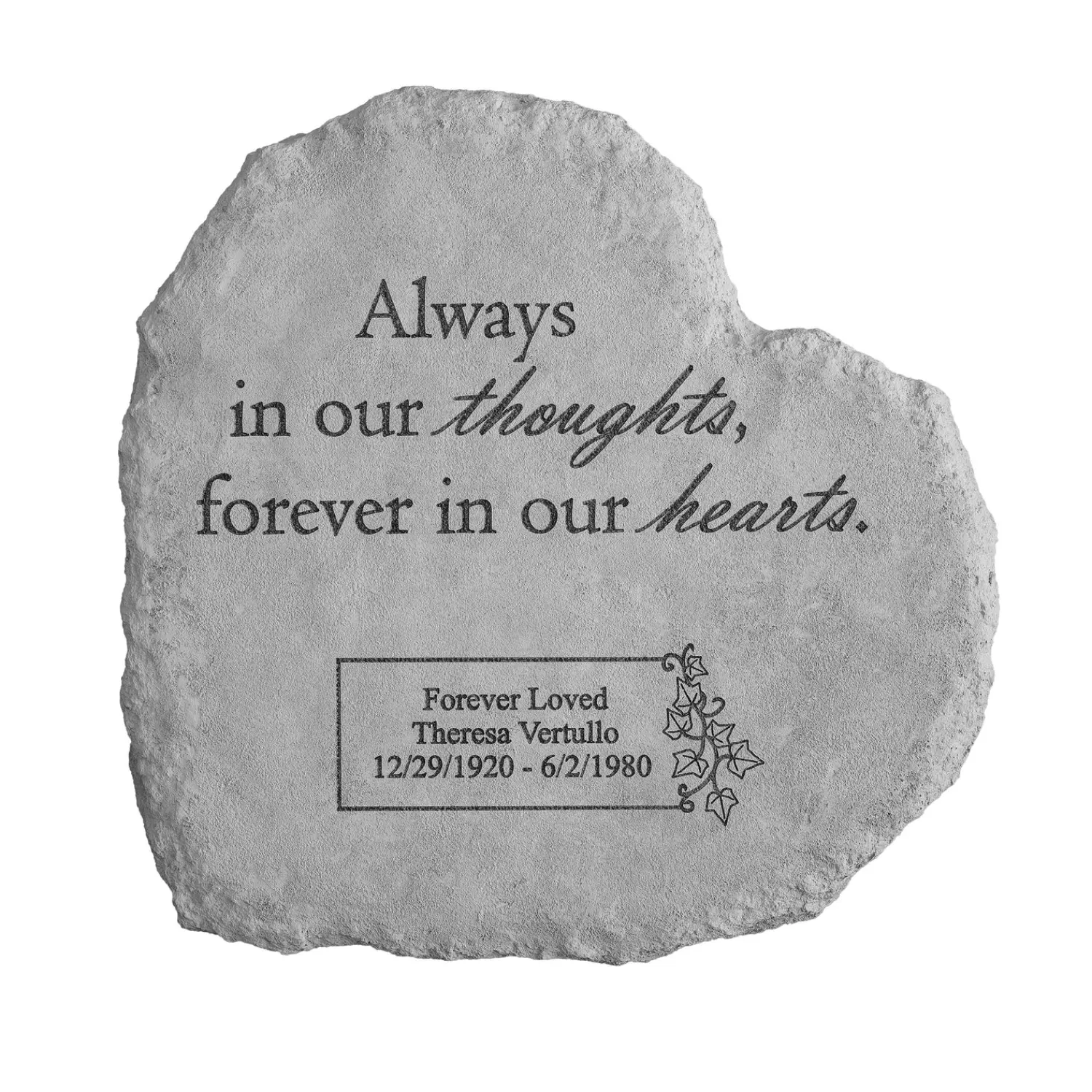 Plow & Hearth Pathways & Stepping Stones>Personalized Always Memorial Heart Garden Stone