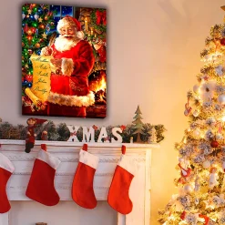 Plow & Hearth Wall Art|Lighted Accents>Personalized Illuminated Santa's List Wall Art Canvas