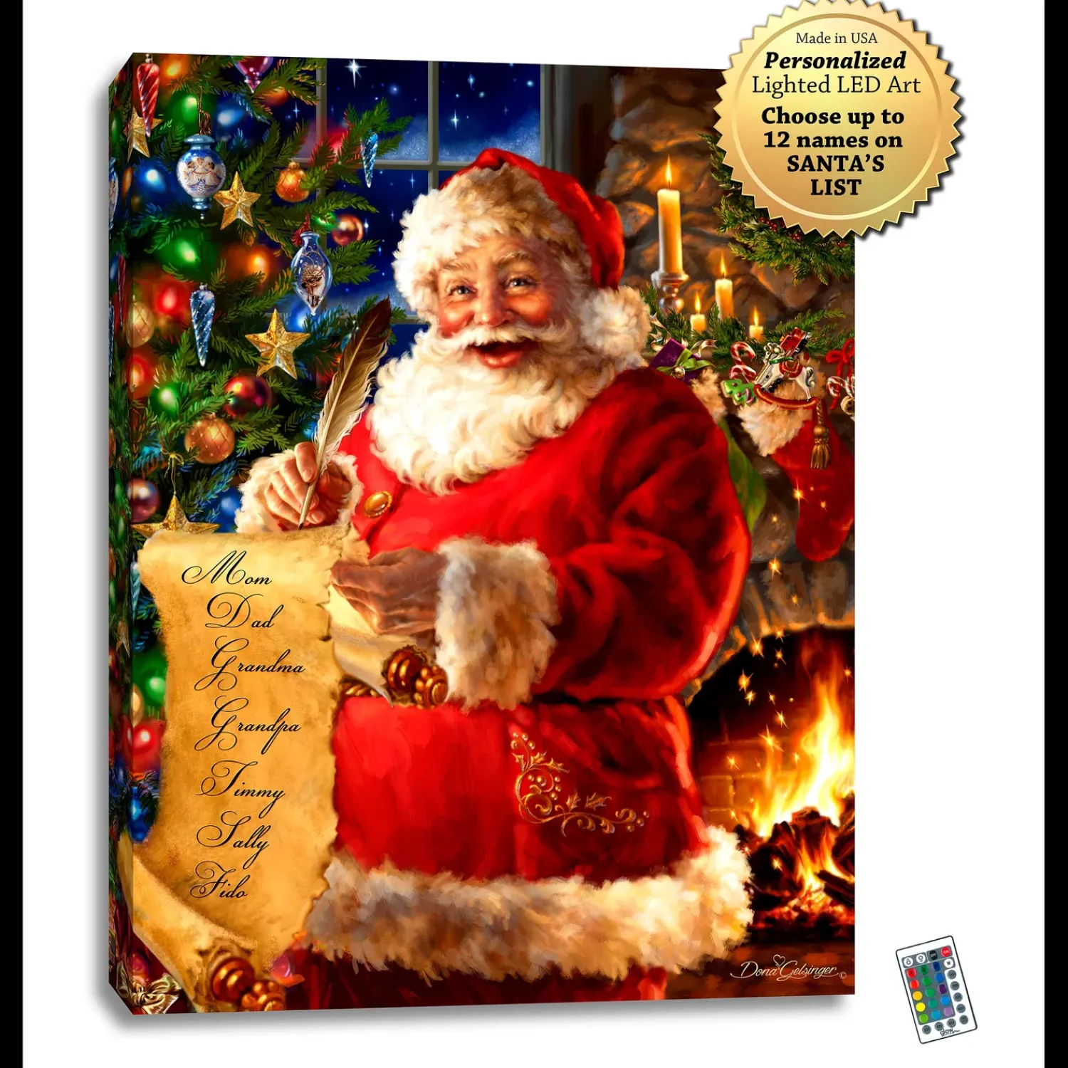 Plow & Hearth Wall Art|Lighted Accents>Personalized Illuminated Santa's List Wall Art Canvas