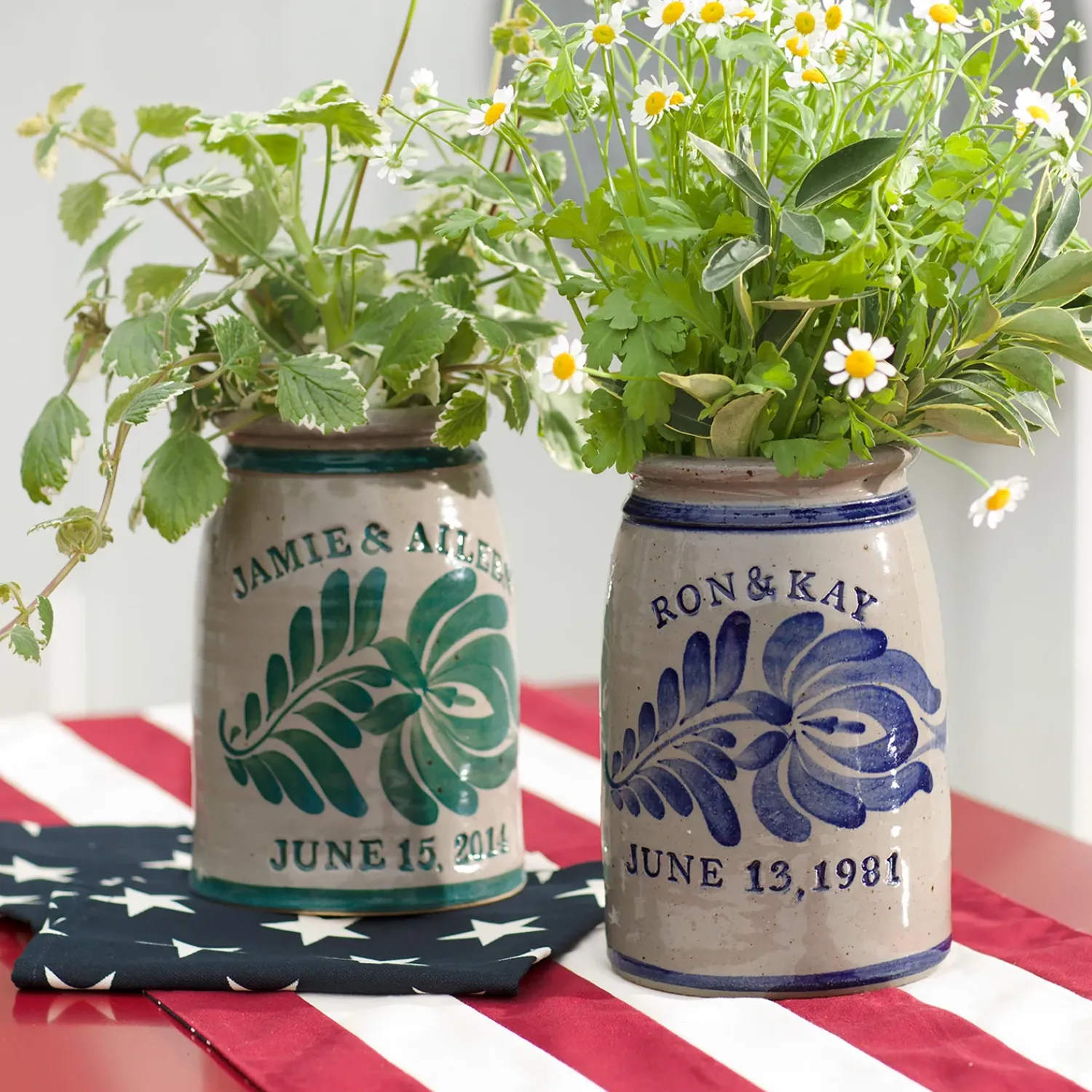 Plow & Hearth Decorative Accents|Planters & Vases>Personalized Stoneware Wedding Crock