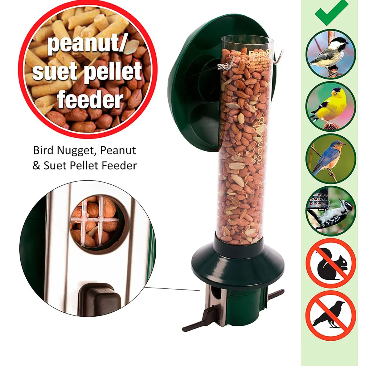 Plow & Hearth Bird Feeders>PestOff Bird Feeder For Peanuts, Dried Meal Worms, Suet And Wild Bird Nuggets