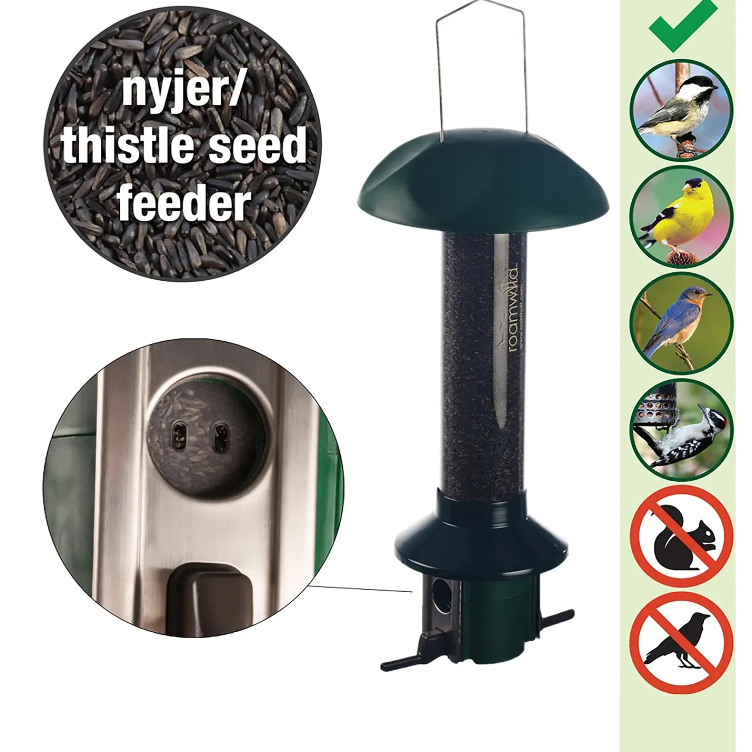 Plow & Hearth Bird Feeders>PestOff Pest Proof Nyjer/Thistle Finch Bird Feeder