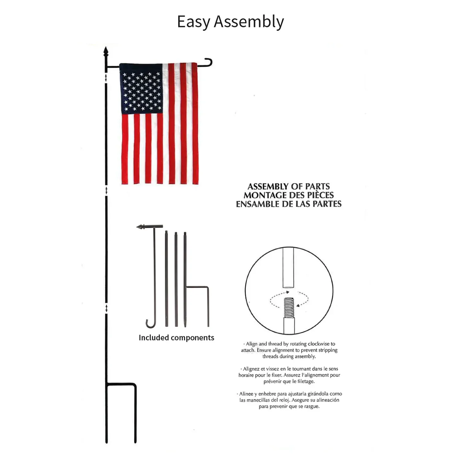Plow & Hearth Flag Accessories>4-Piece Garden Flag Stand with Finial