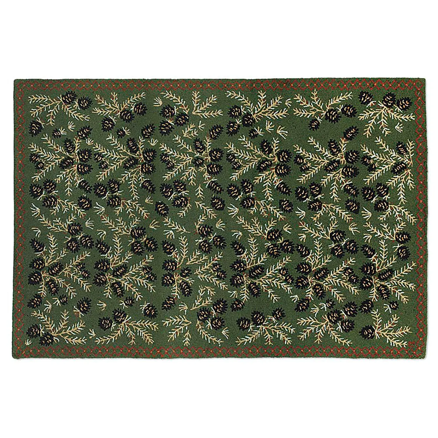 Plow & Hearth Area Rugs|Hearth Rugs>Pine Cone Hand-Hooked Wool Rug, 6' x 9'