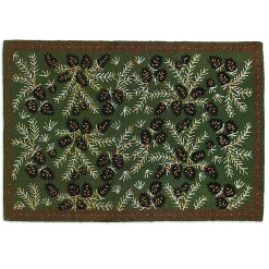 Plow & Hearth Area Rugs|Hearth Rugs>Pine Cone Hand-Hooked Wool Rug, 4' x 6'