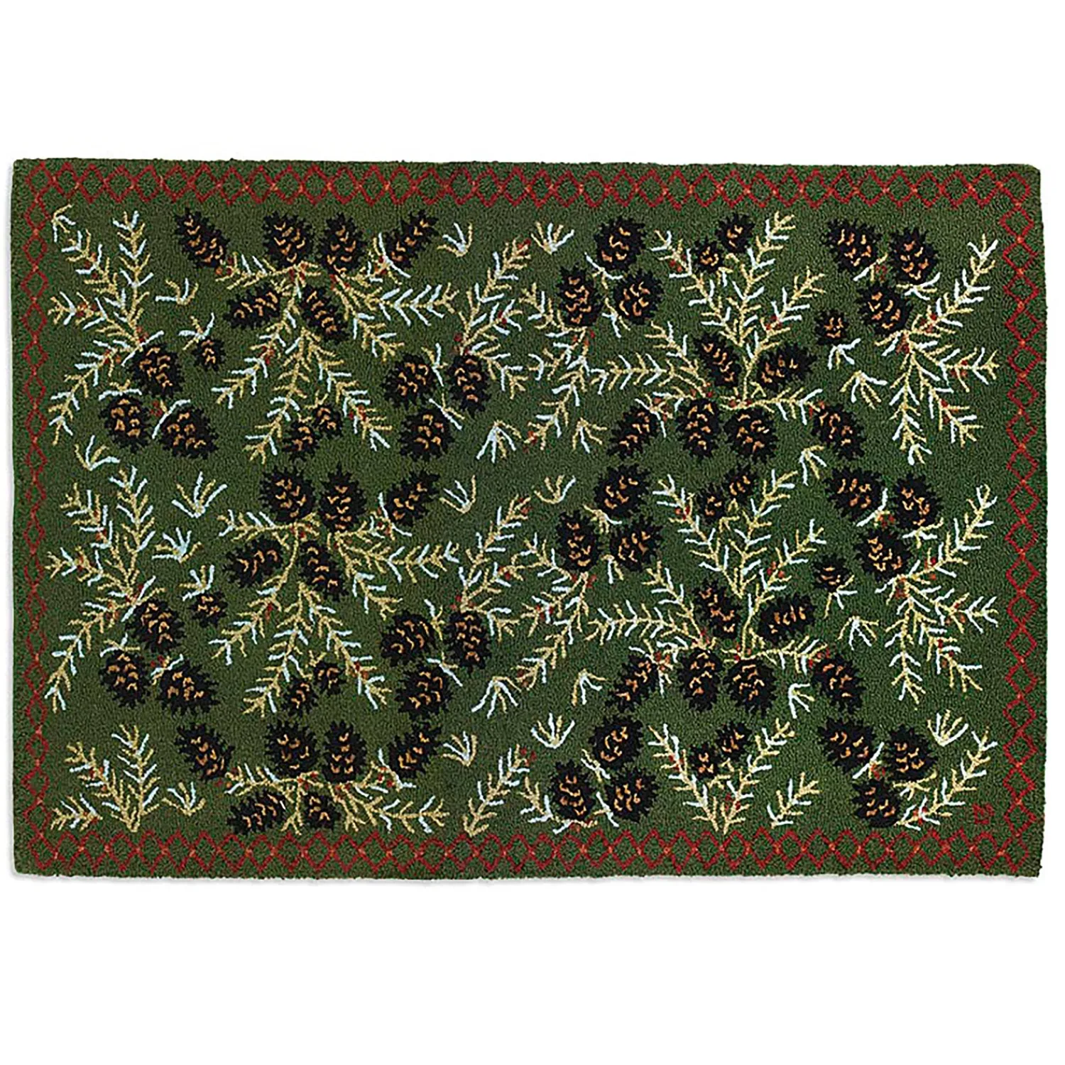Plow & Hearth Area Rugs|Hearth Rugs>Pine Cone Hand-Hooked Wool Rug, 4' x 6'