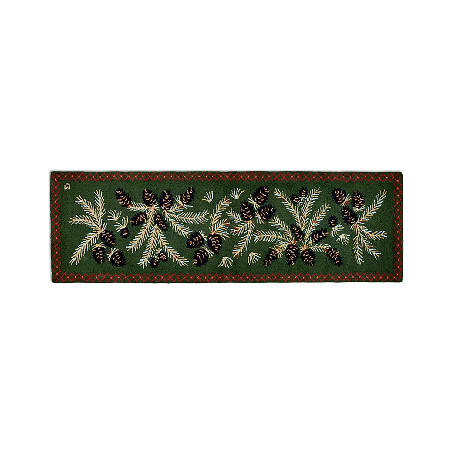 Plow & Hearth Area Rugs>Pine Cone Hand-Hooked Wool Hearth Runner, 2'5" x 8'