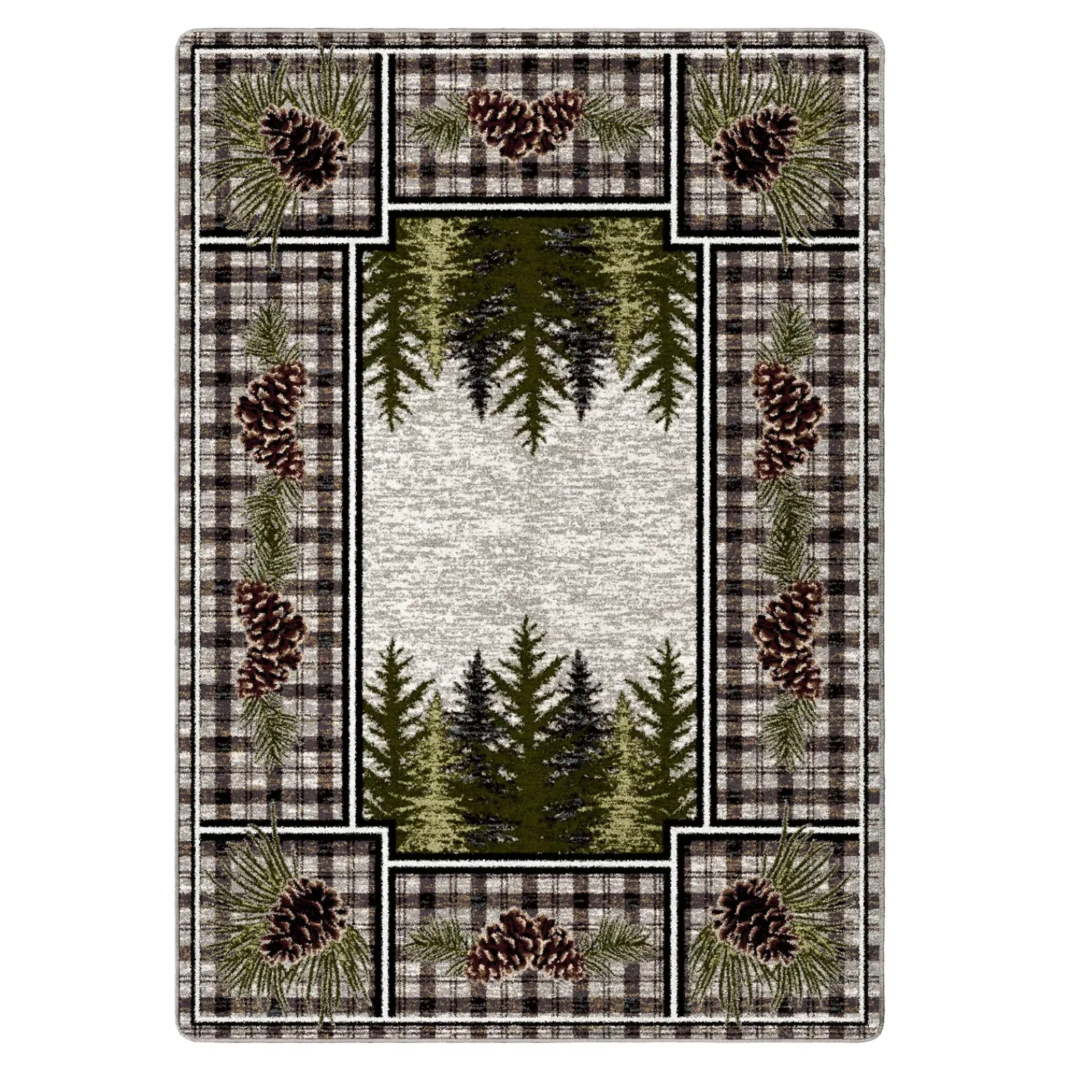 Plow & Hearth Area Rugs>Pine Cone Valley Plaid Rug, 5'4" x 7'8"