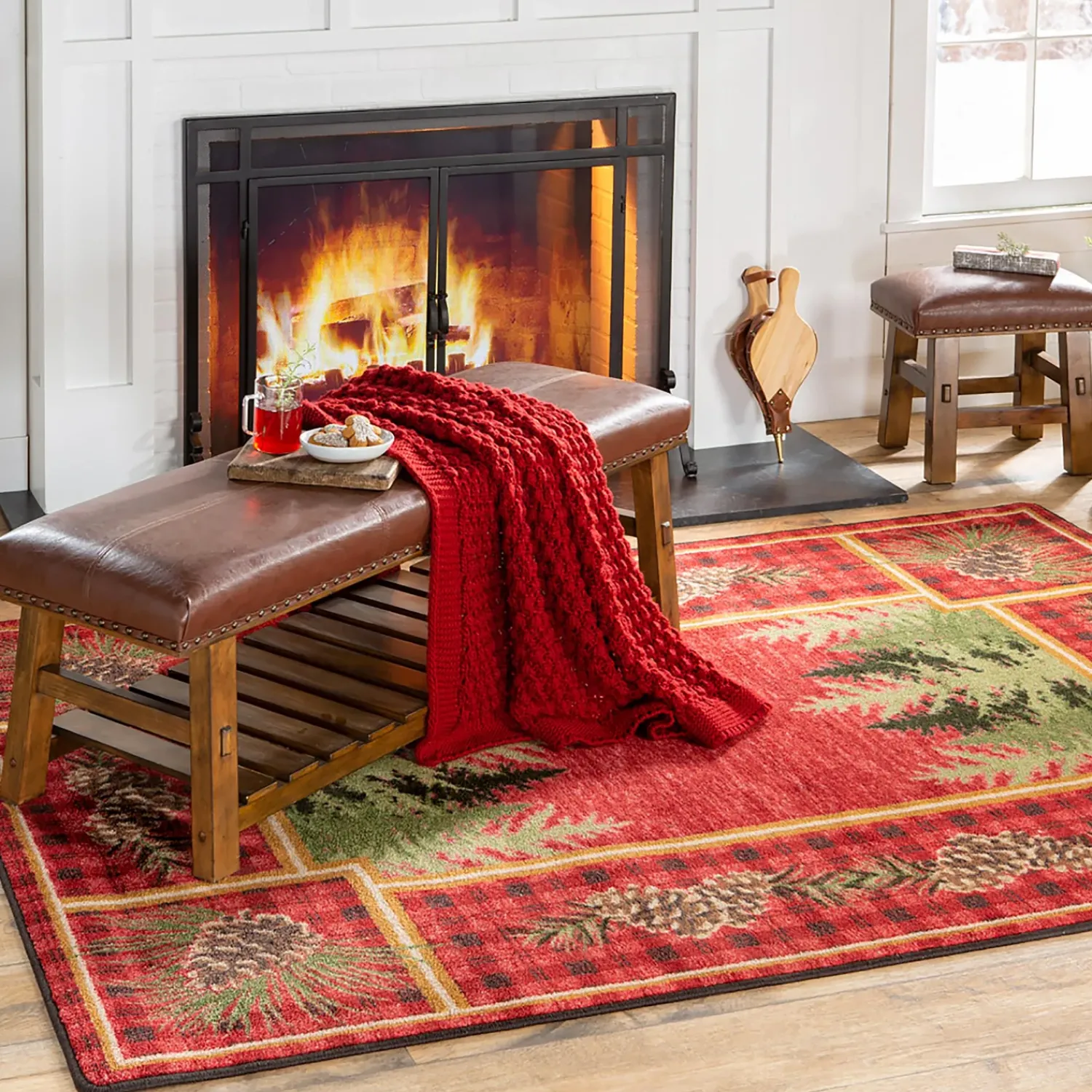 Plow & Hearth Area Rugs>Pine Cone Valley Plaid Rug, 5'4" x 7'8"