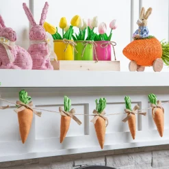 Plow & Hearth Decorative Accents>Pink Bunny with Artificial Table Decor Set