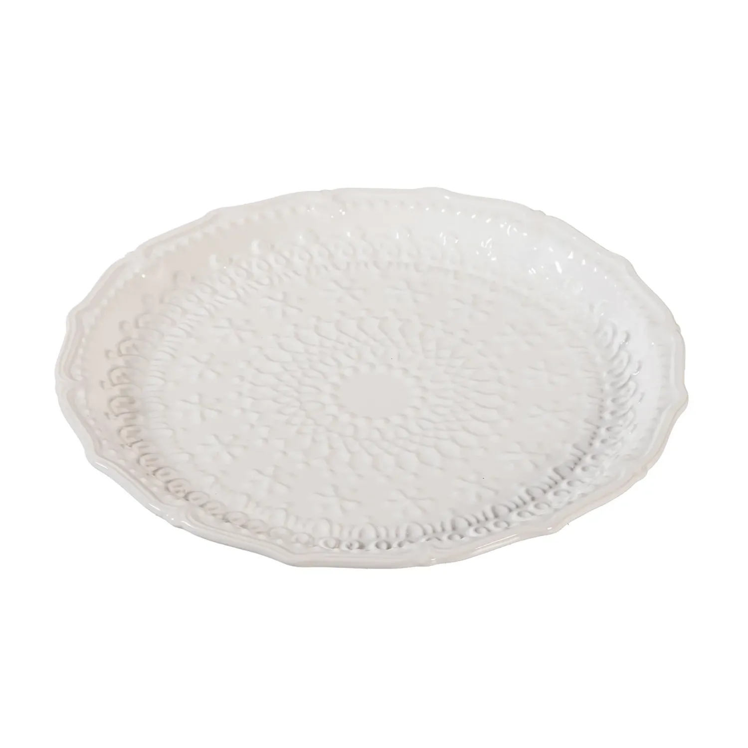 Plow & Hearth Plates & Platters>Plate Embossed Ceramic Dinner Plate, 10.25"