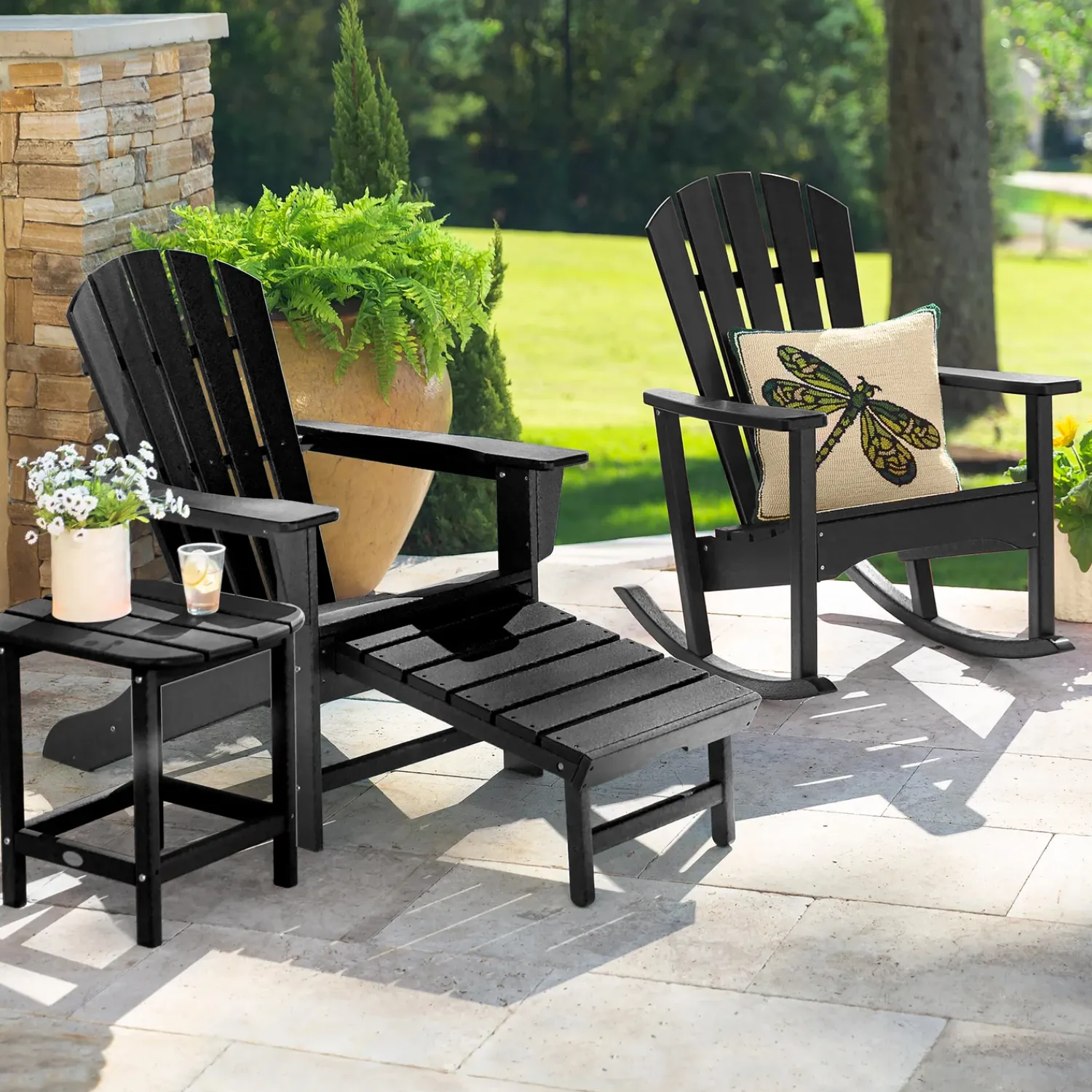 Plow & Hearth Chairs & Rockers|Rockers & Gliders>POLYWOOD® Adirondack Chair with Hideaway Ottoman