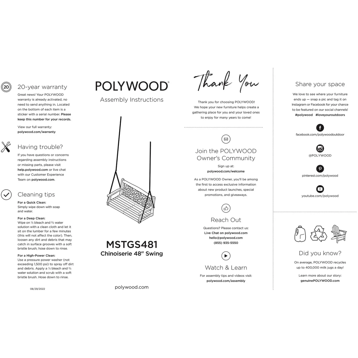 Plow & Hearth Swings & Hammocks>POLYWOOD® Chinoiserie Swing